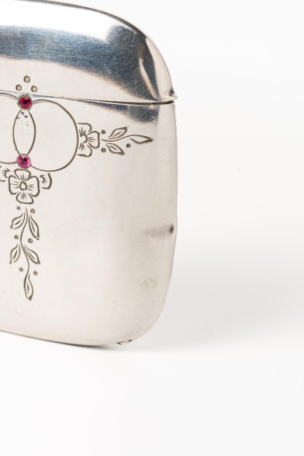 Cabochon Art Nouveau Silver & Ruby Vesta Case