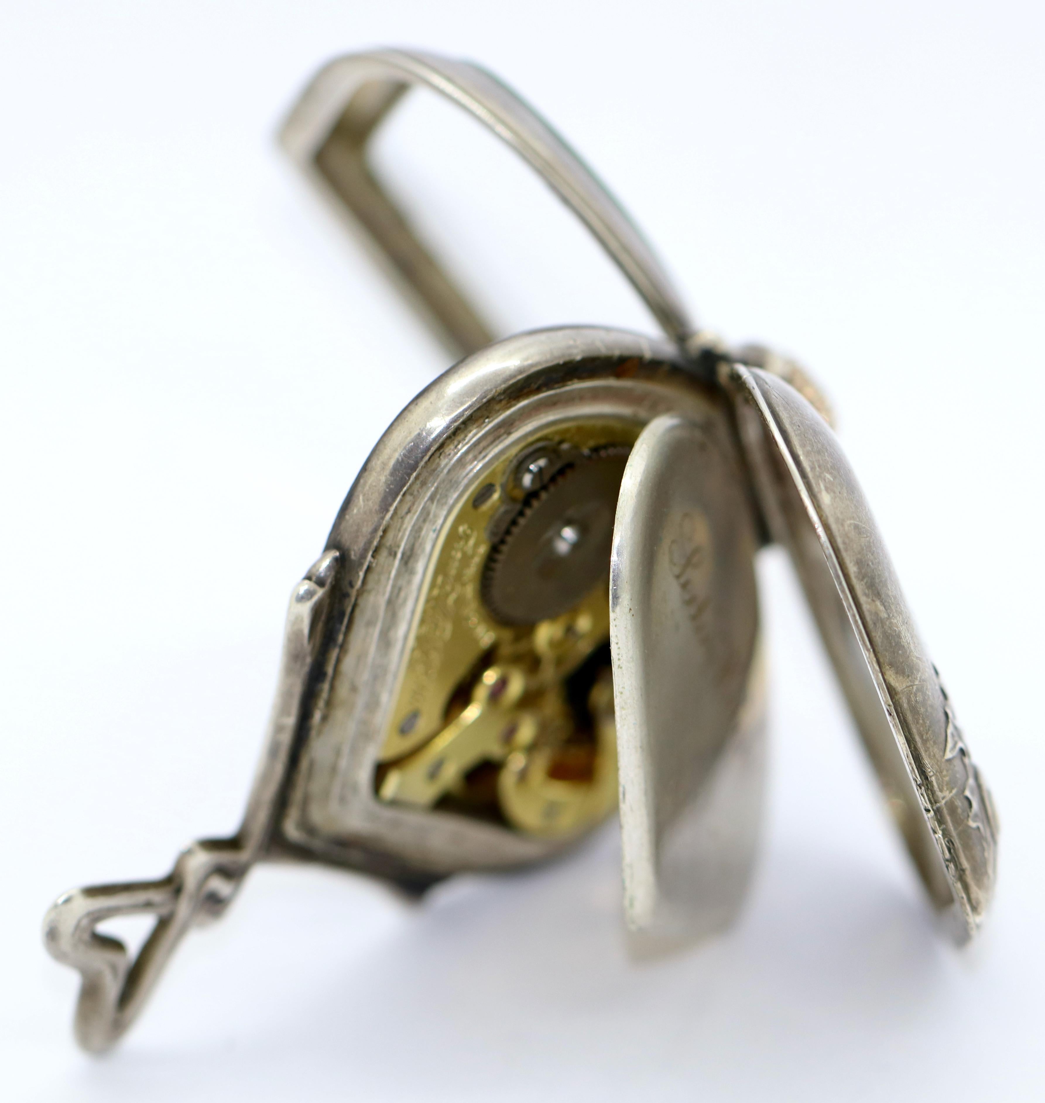 Jugendstil-Silber sector Taschenuhr, Retrograde, Plattenuhr Tramelan für Damen oder Herren