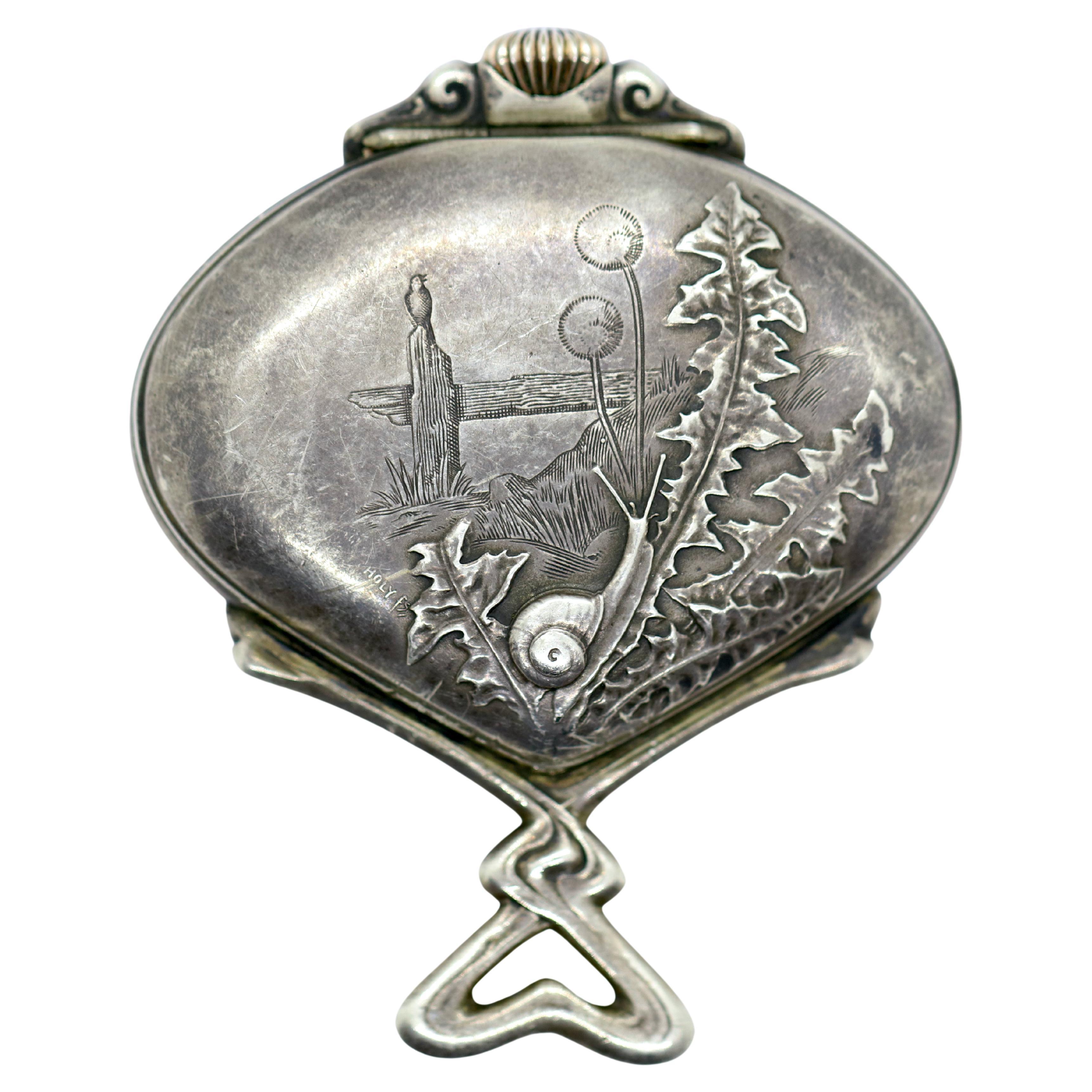 Art Nouveau Silver Sector Pocket Watch, Retrograde, Record Watch Tramelan, Holy