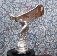 Art Nouveau Silver Spirit Bronze Statue Flying Lady