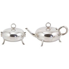 Art Nouveau Silver Sterling Egoiste Tea Set by Ravaud, circa 1900