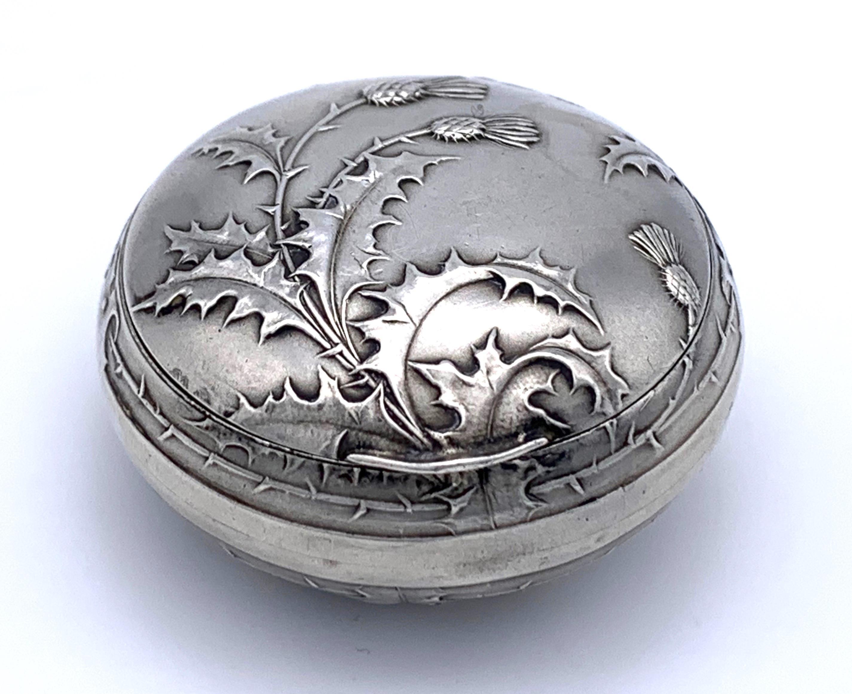 Art Nouveau Silver Thistle Pendant Box Locket Pendant In Excellent Condition In Munich, Bavaria