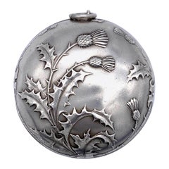 Art Nouveau Silver Thistle Pendant Box Locket Pendant