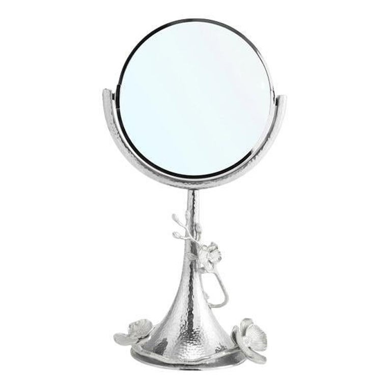 Art Nouveau Silver-Tone Metal Vanity Mirror im Angebot