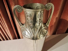 Art Nouveau Silver Vase with Hammered Details by Carl Deffner