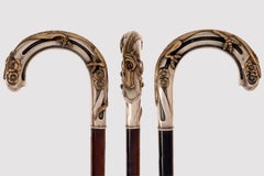 Art Nouveau silver walking stick with dragon, by Eugène Lefebvre, France 1900.