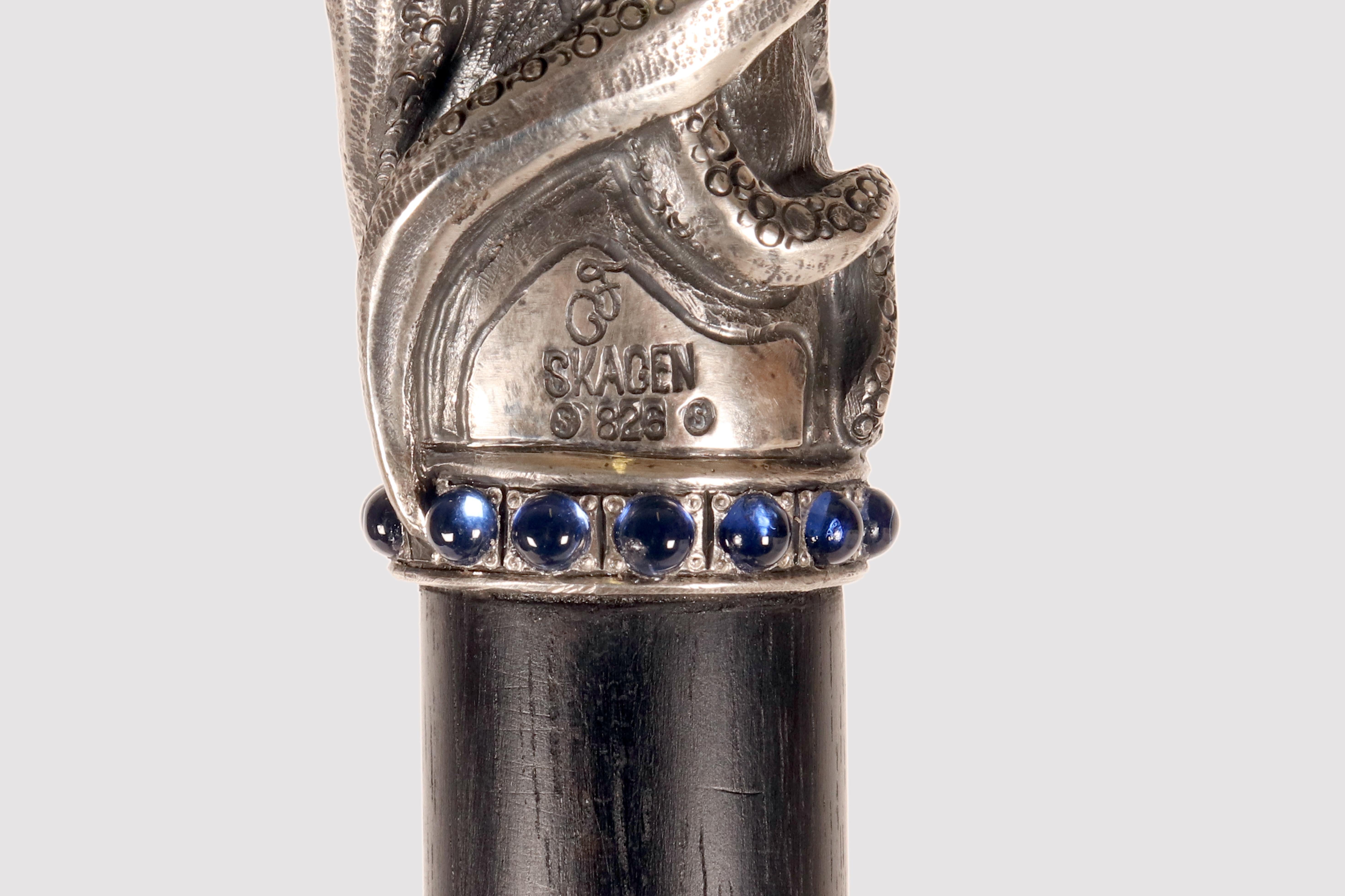 Bastone da passeggio in argento Art Nouveau con polipo Di Fjerdingstad, Danimarca 1912-1914 in vendita 4