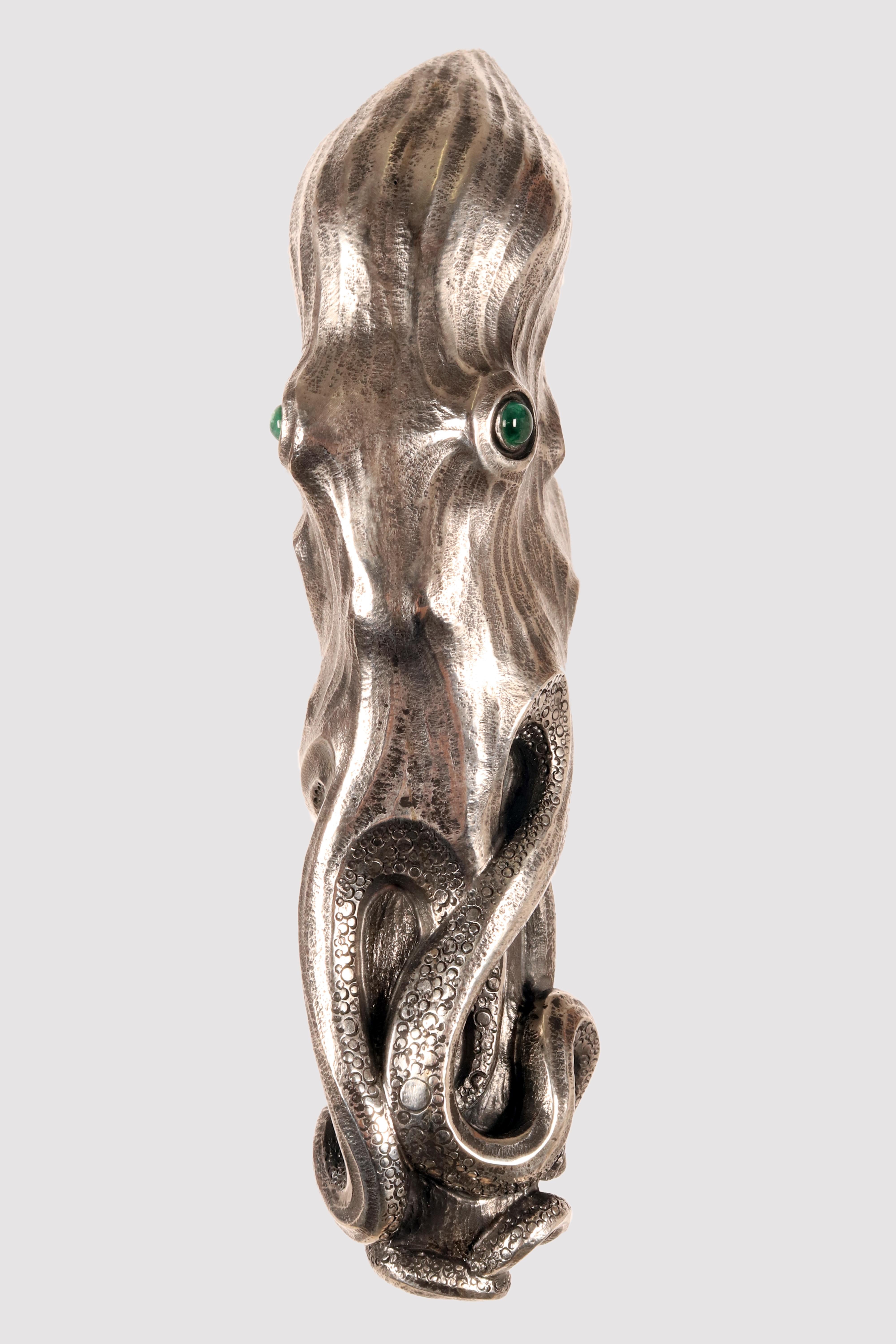 Bastone da passeggio in argento Art Nouveau con polipo Di Fjerdingstad, Danimarca 1912-1914 in vendita 7