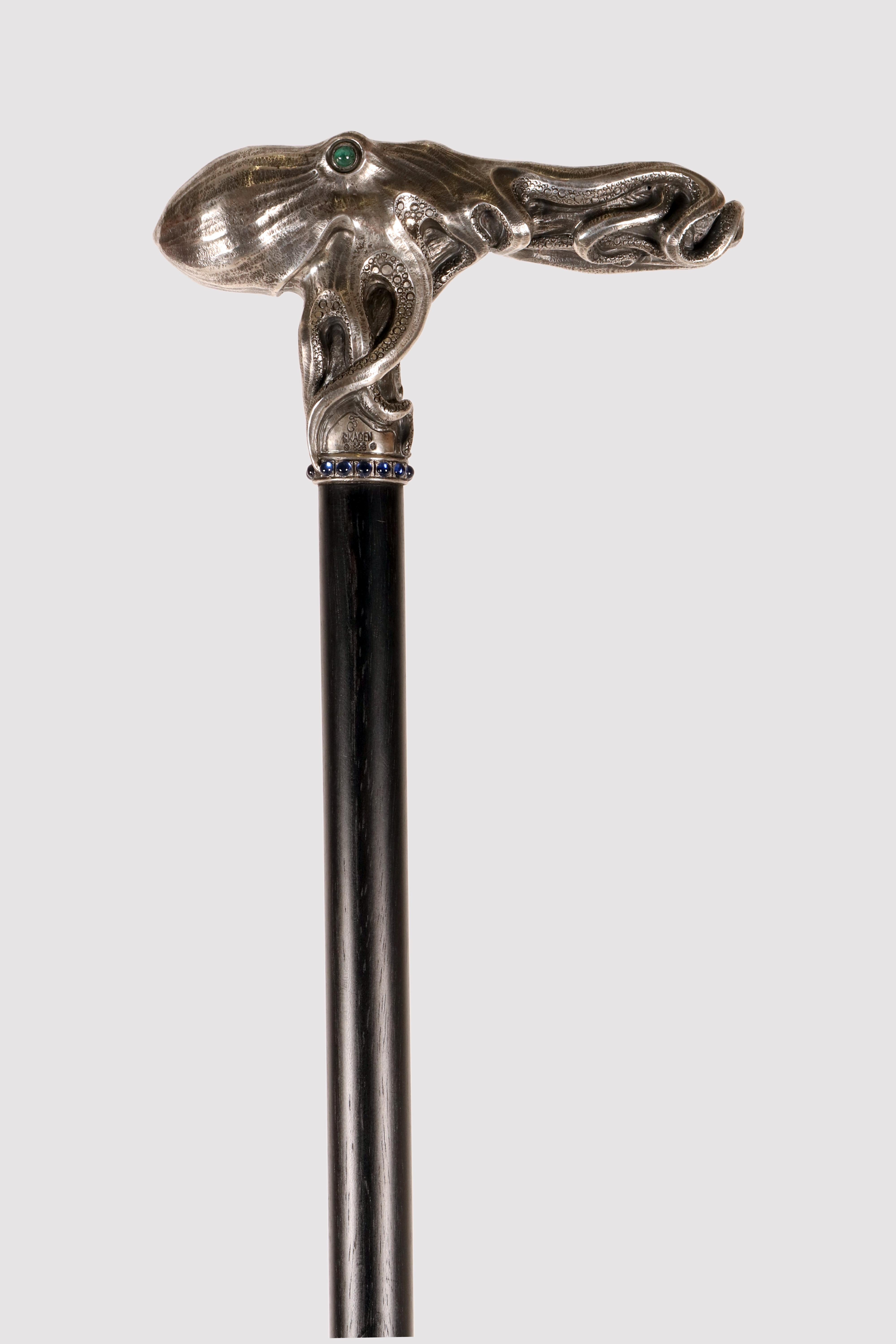 Danese Bastone da passeggio in argento Art Nouveau con polipo Di Fjerdingstad, Danimarca 1912-1914 in vendita