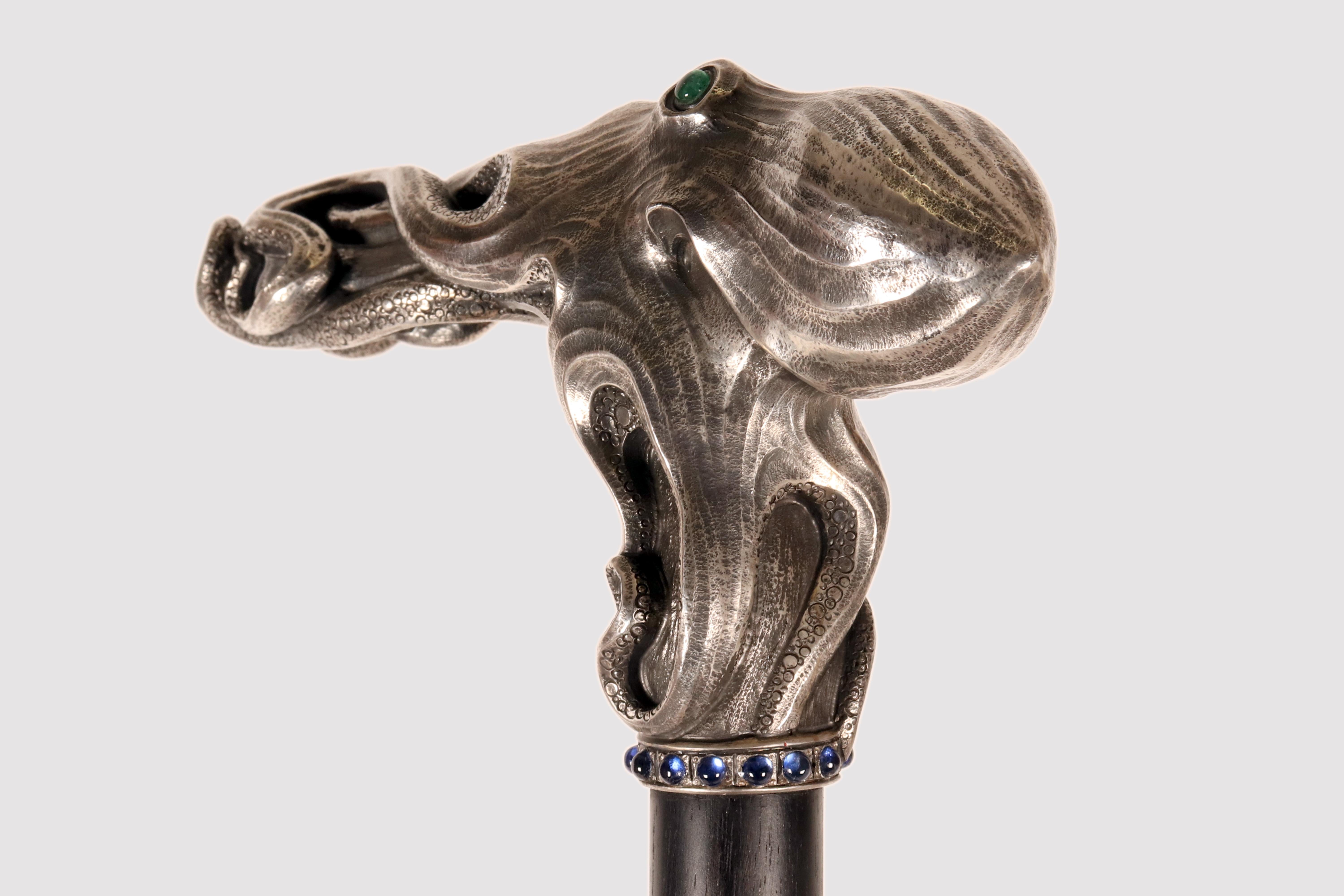 Bastone da passeggio in argento Art Nouveau con polipo Di Fjerdingstad, Danimarca 1912-1914 in vendita 1