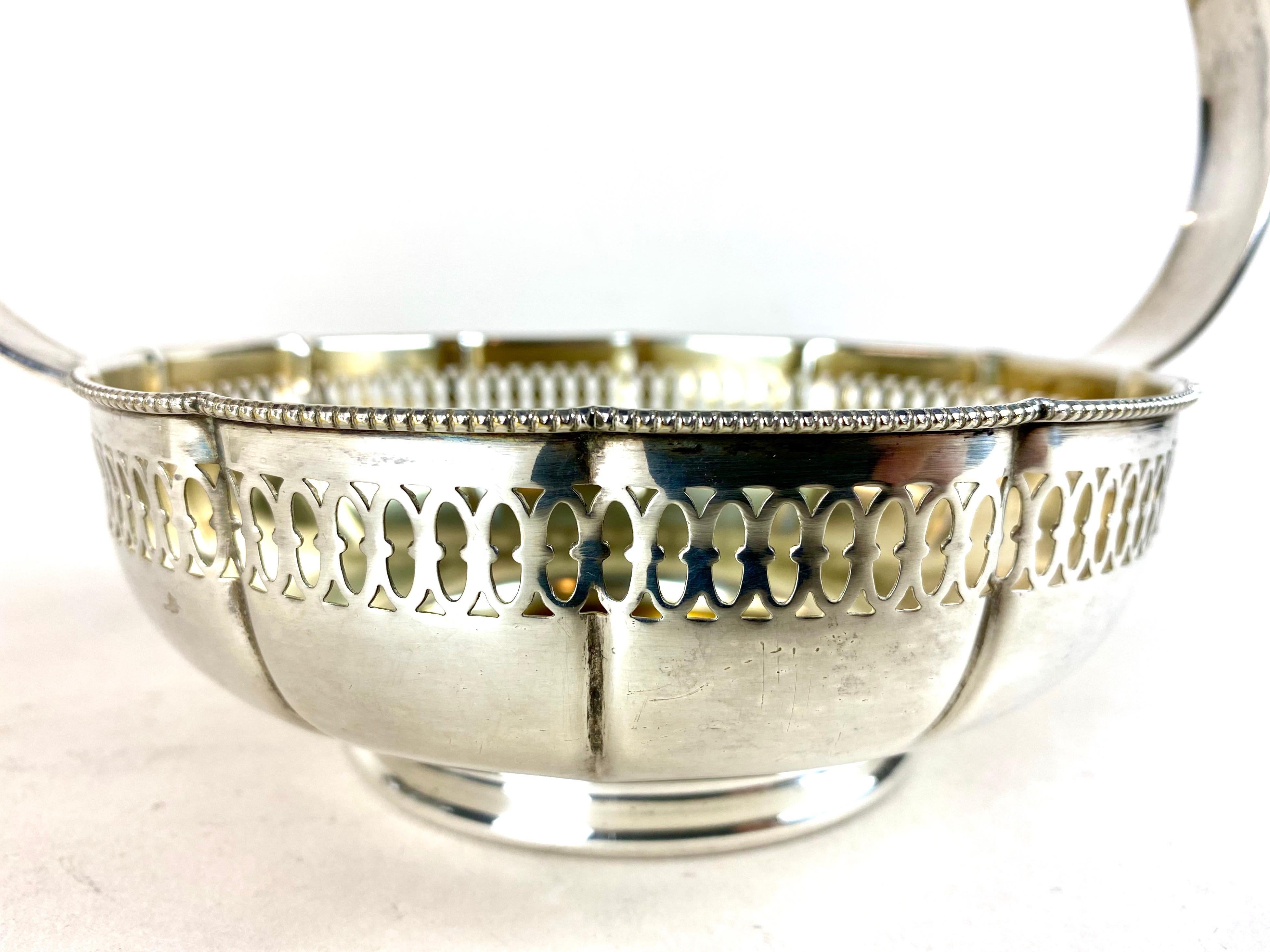 Art Nouveau Silvered Brass Basket with Glass Bowl, Austria, circa 1910 6