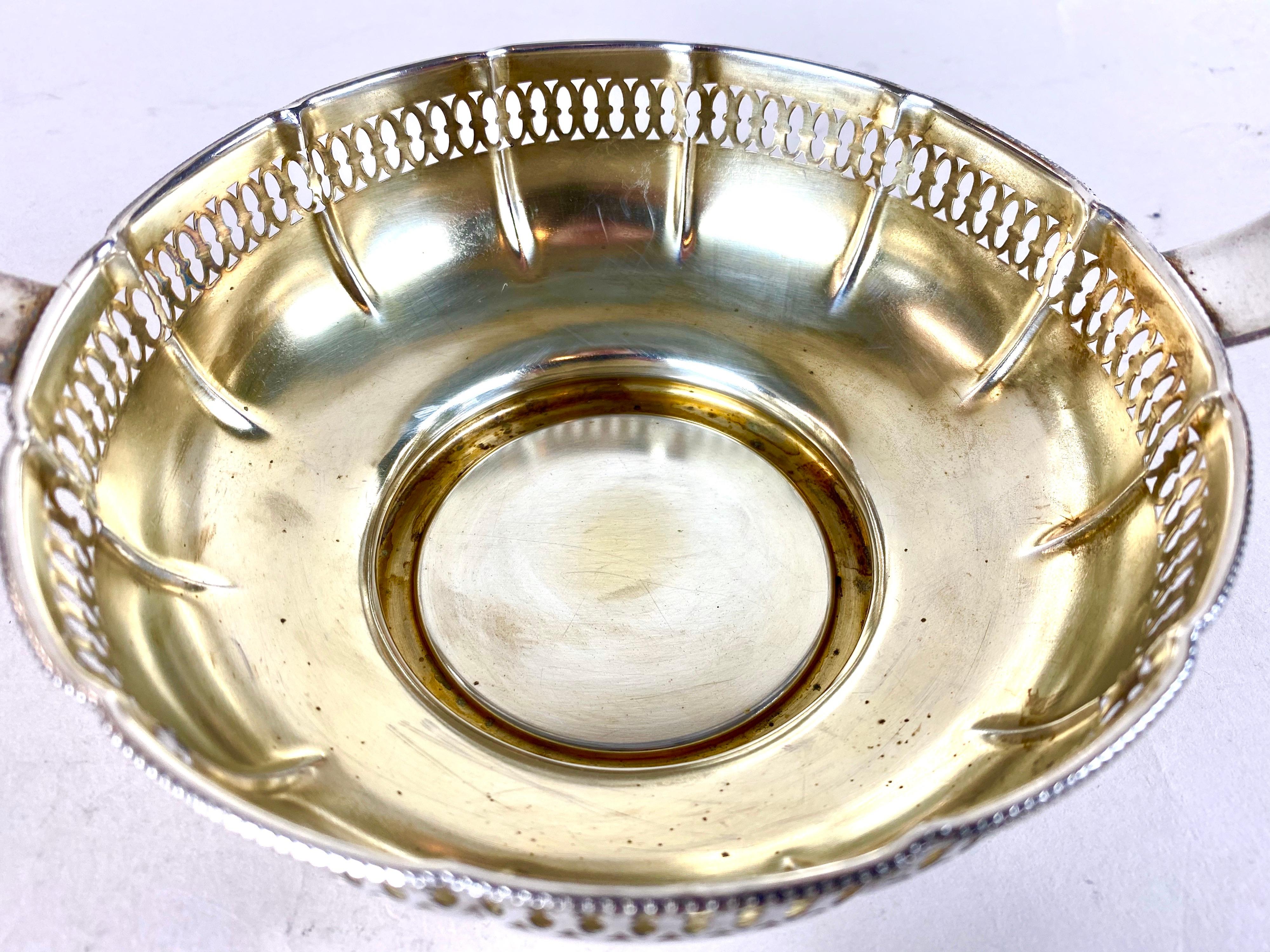 Art Nouveau Silvered Brass Basket with Glass Bowl, Austria, circa 1910 1