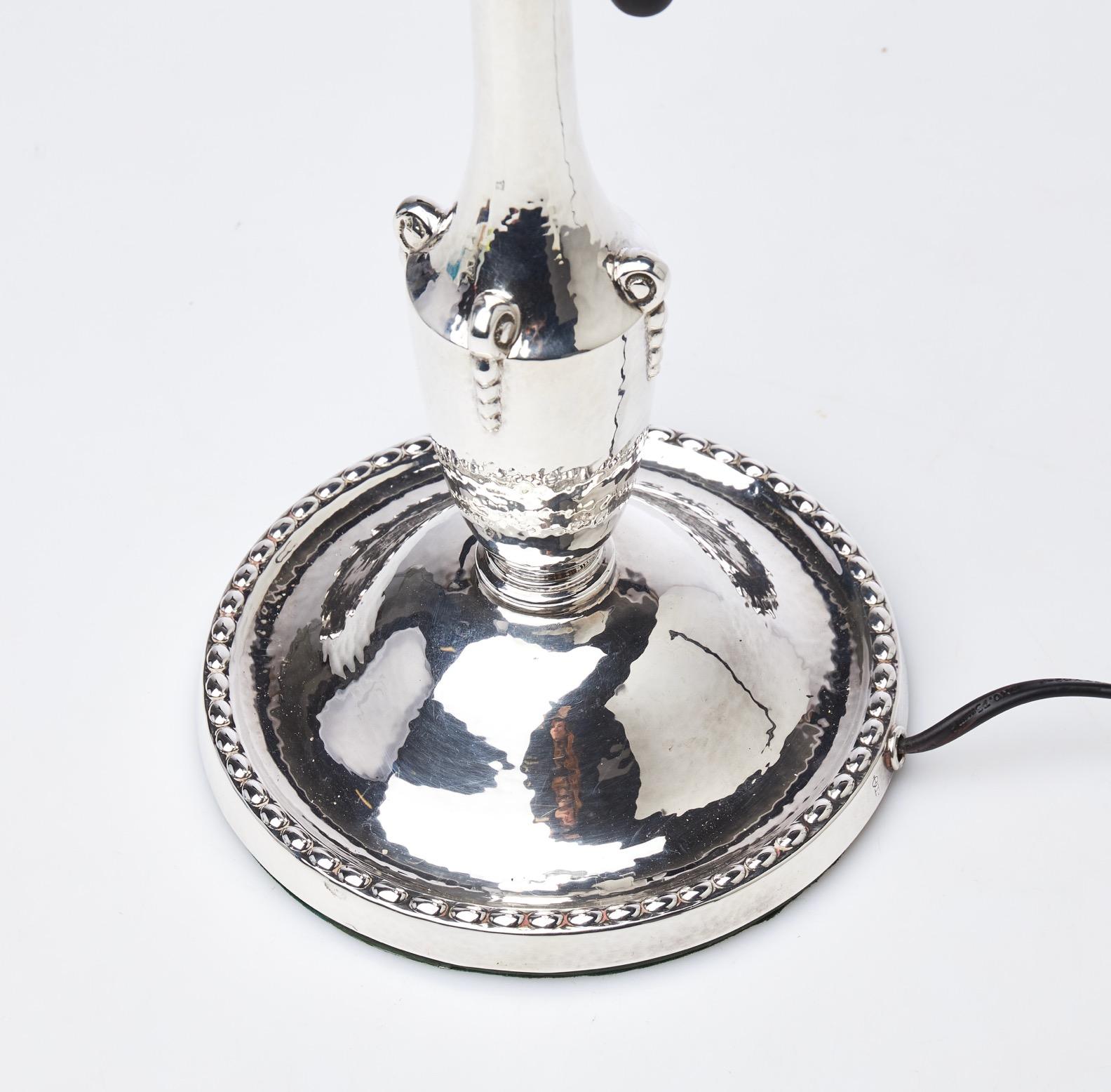 Swedish Art Nouveau Silvered C.G. Hallberg Lamp. Around 1900.  For Sale