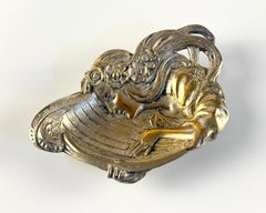 Art Nouveau Silvered Metal Dish or Catch All, Antique Tabletop Decoration