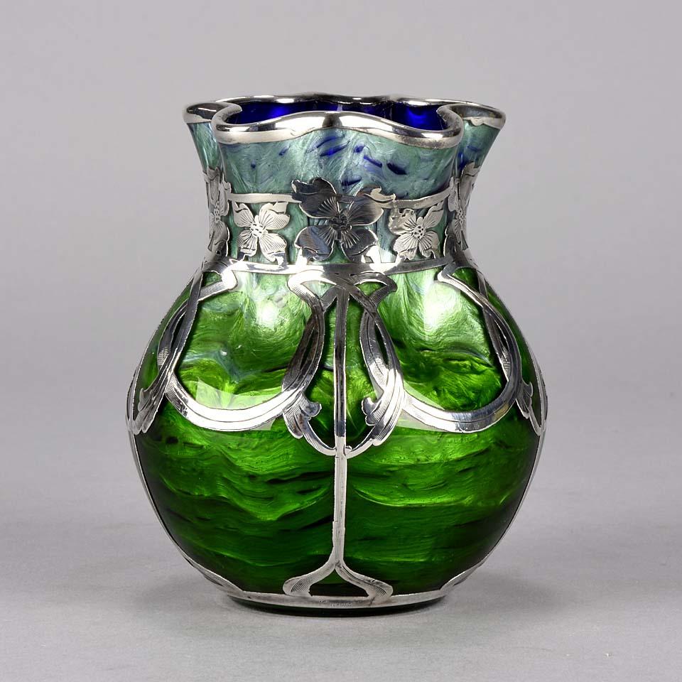 Art Nouveau Silvered Titania Glass Vase by Johann Loetz In Excellent Condition In London, GB