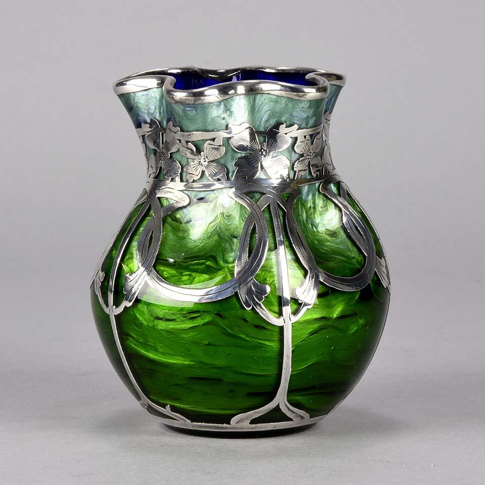 Art Nouveau Silvered Titania Glass Vase by Johann Loetz 1