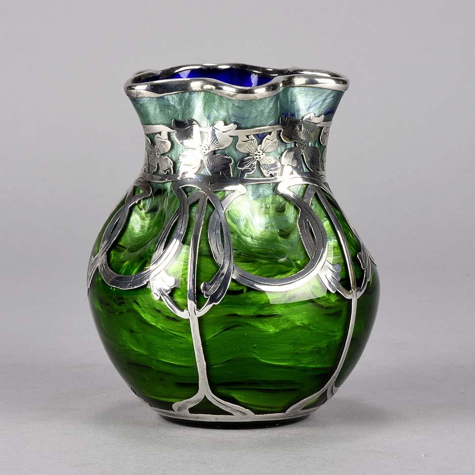 Art Nouveau Silvered Titania Glass Vase by Johann Loetz 2