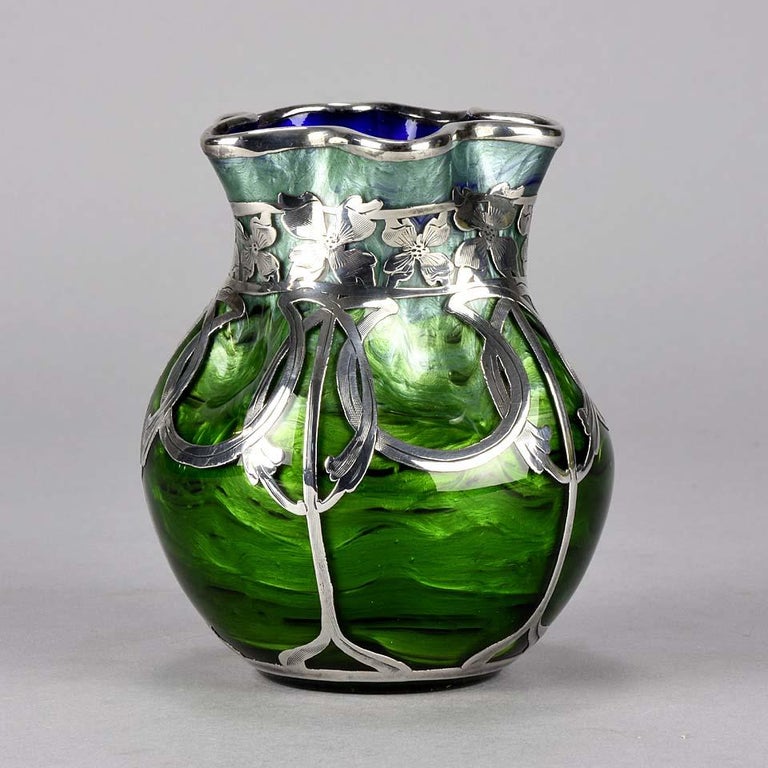 Art Nouveau Silvered Titania Glass Vase by Johann Loetz at 1stDibs