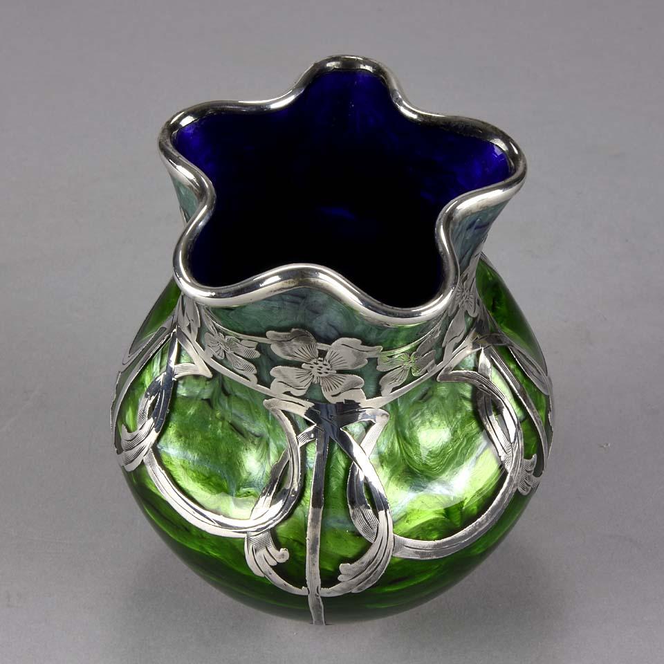 Art Nouveau Silvered Titania Glass Vase by Johann Loetz 3