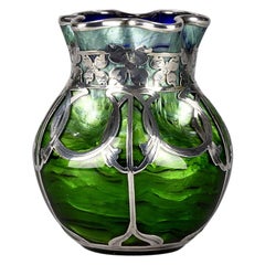 Art Nouveau Silvered Titania Glass Vase by Johann Loetz