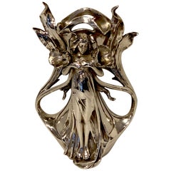 Art Nouveau Silver Overlay Figural Vase