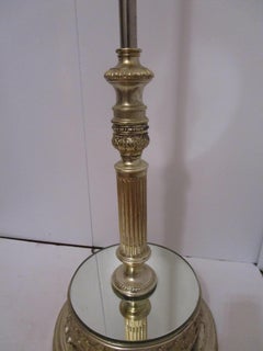Art Nouveau Silverplate Torchiere Lamp with Circular Mirror Base