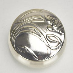 Tabatière Art Nouveau argentée à motif floral ECHINACEA Jugendstil