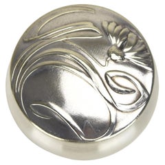 Art Nouveau Silverplated Pill Snuff Box Floral ECHINACEA Pattern Jugendstil