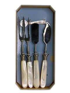 Art Nouveau Kleines Frühstücksbesteck Fleischgabel, Buttermesser, Löffel Deutsch 1920er Jahre
