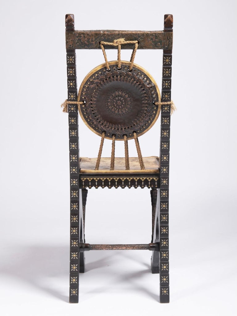 Art Nouveau Small Chair and Stool from Carlo Bugatti, Italy, Early 20th Century For Sale 8