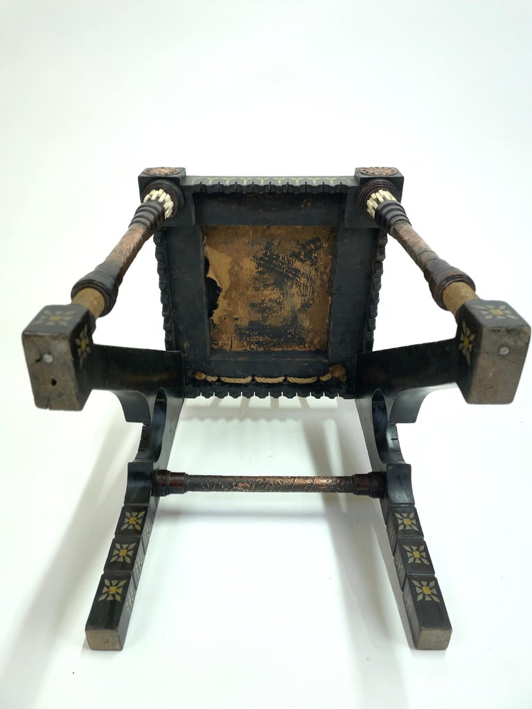 Art Nouveau Small Chair and Stool from Carlo Bugatti, Italy, Early 20th Century For Sale 10