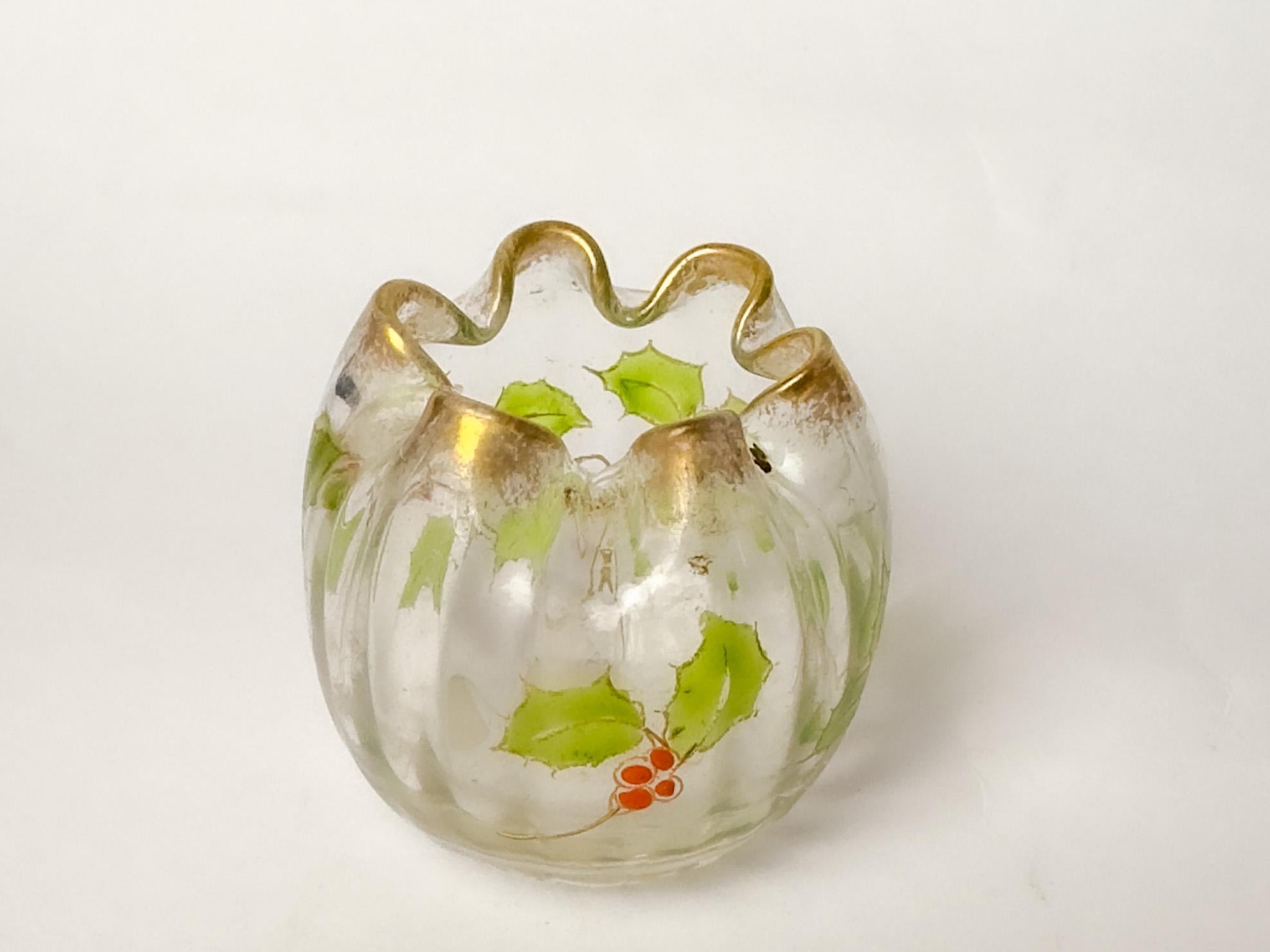 XX secolo Vaso a bulbo in vetro Art Nouveau Small di Legras in vendita