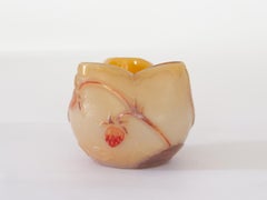 Art Nouveau Small Glass Vase With Strawberries, Legras, 1900s