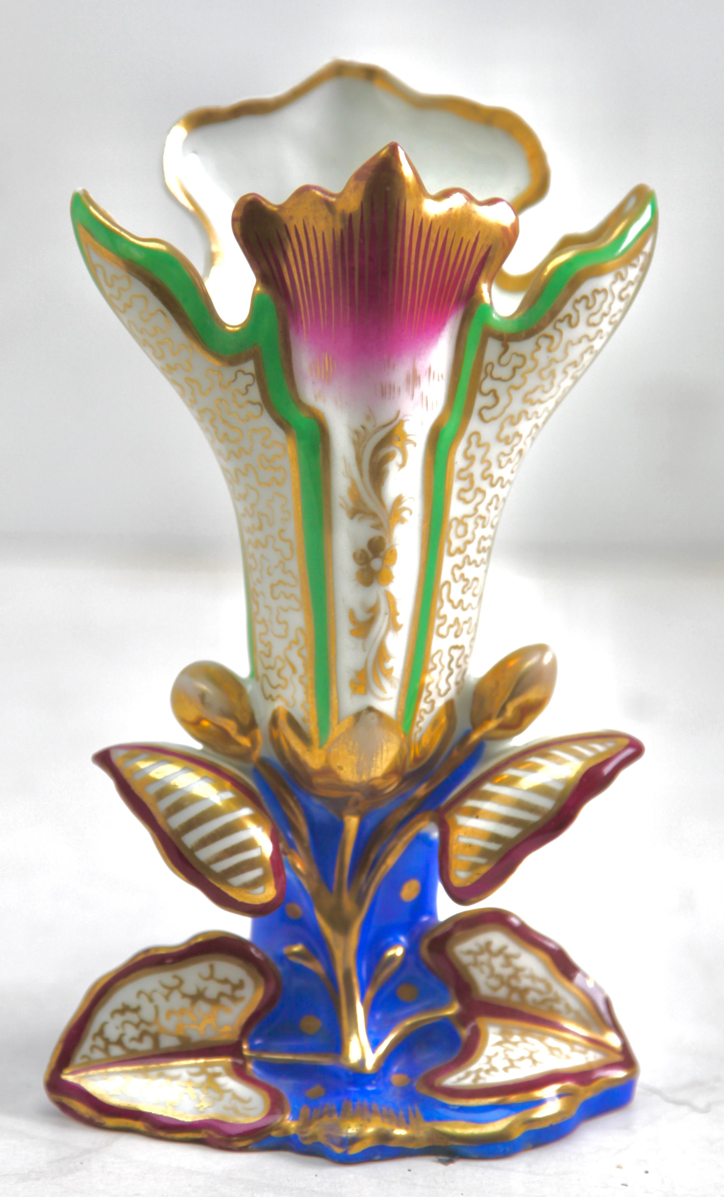 Mid-20th Century Art Nouveau Small Porcelain Vase Hand-Painted, 1930s For Sale