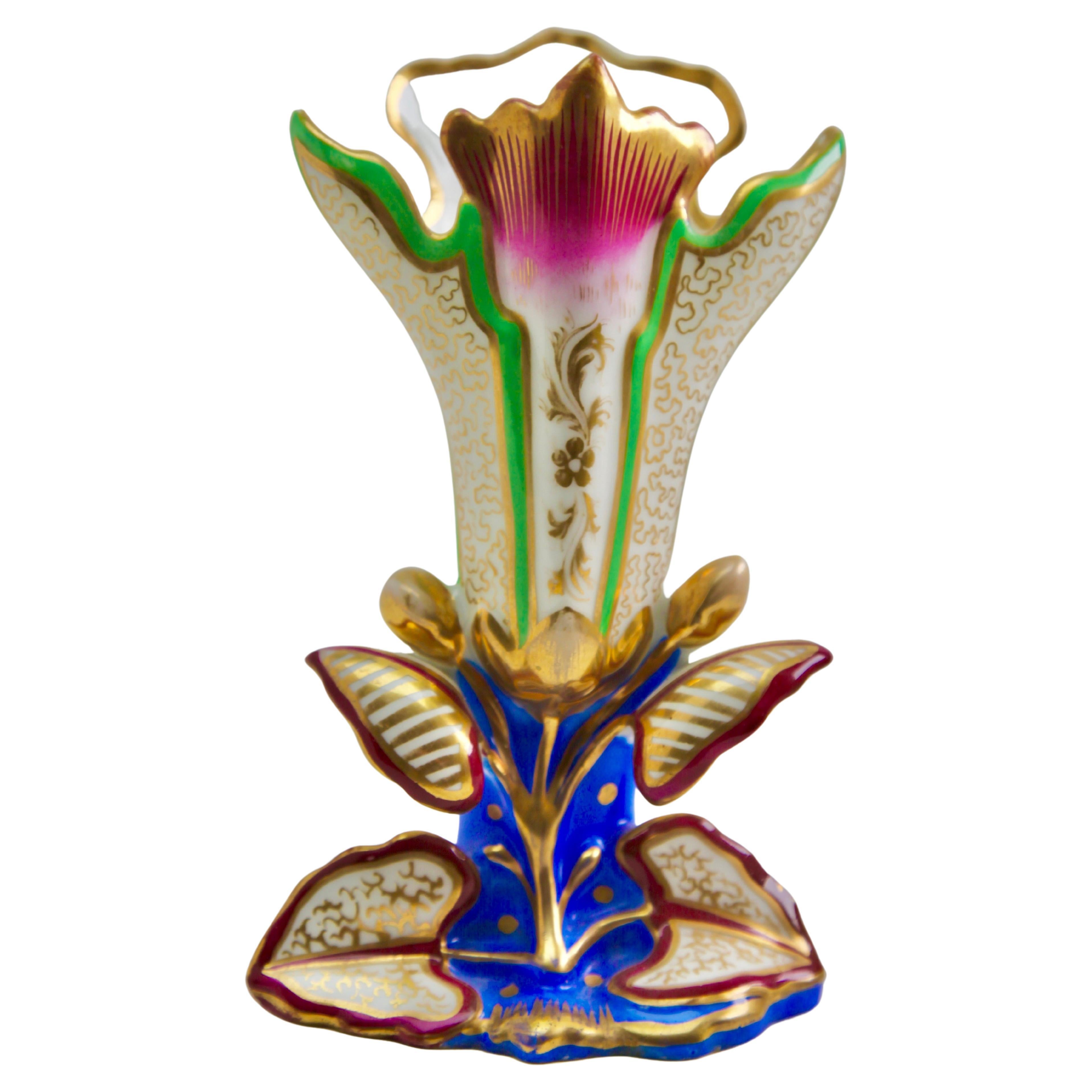 Art Nouveau Small Porcelain Vase Hand-Painted, 1930s For Sale