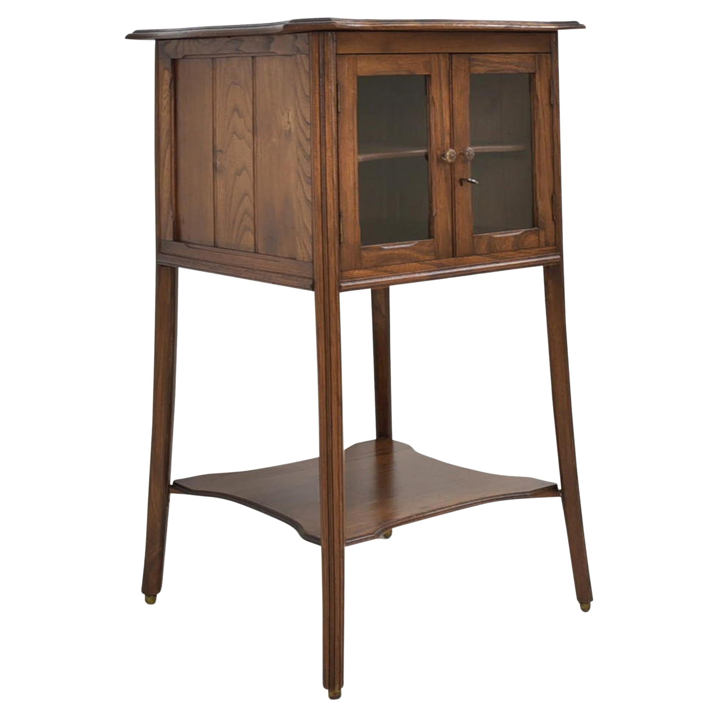 Art Nouveau Small Showcase Elm / Elm Side Cabinet, 1920 For Sale