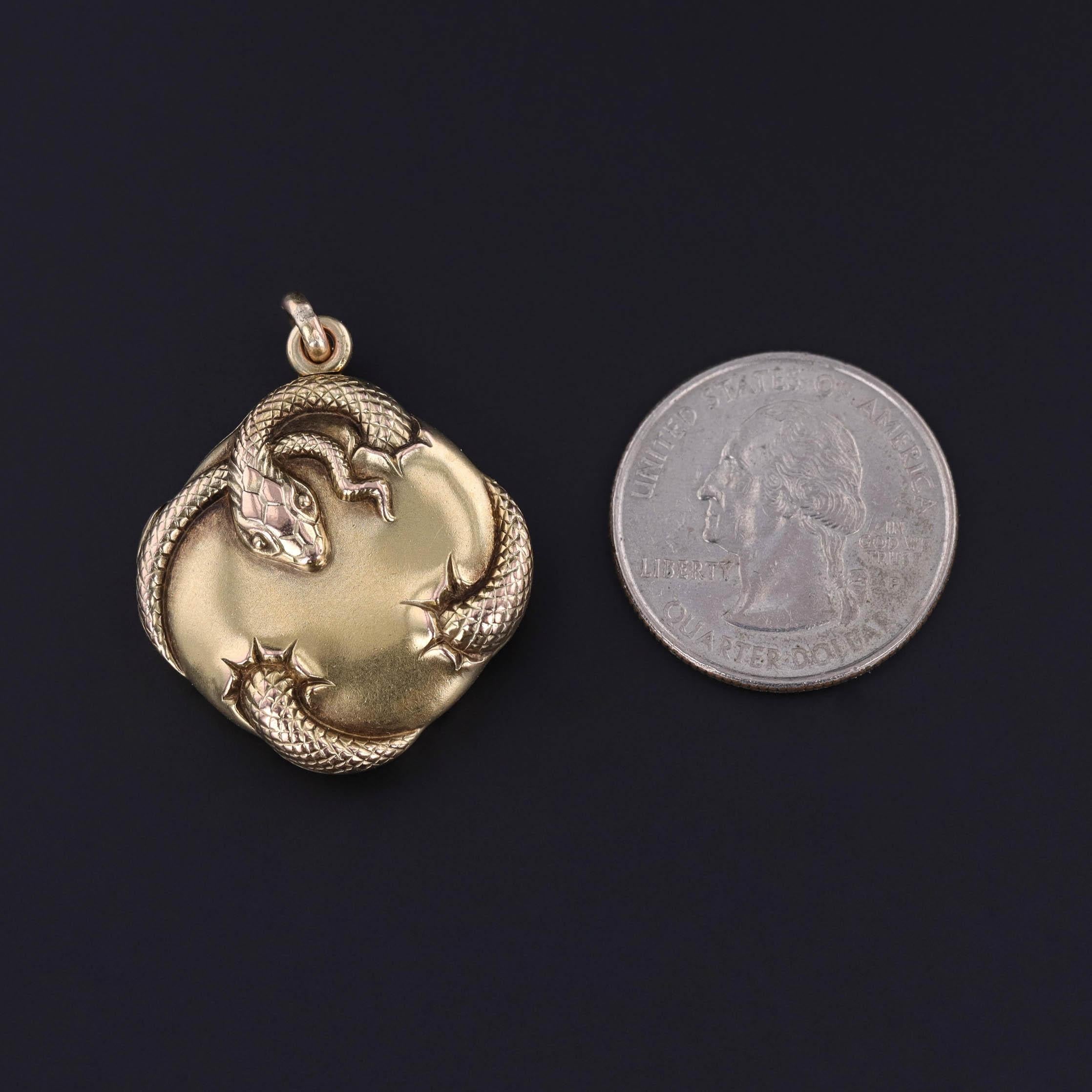 Art Nouveau Snake Locket of 14k Gold In Good Condition For Sale In Lewisburg, PA