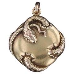 Art Nouveau Snake Locket of 14k Gold