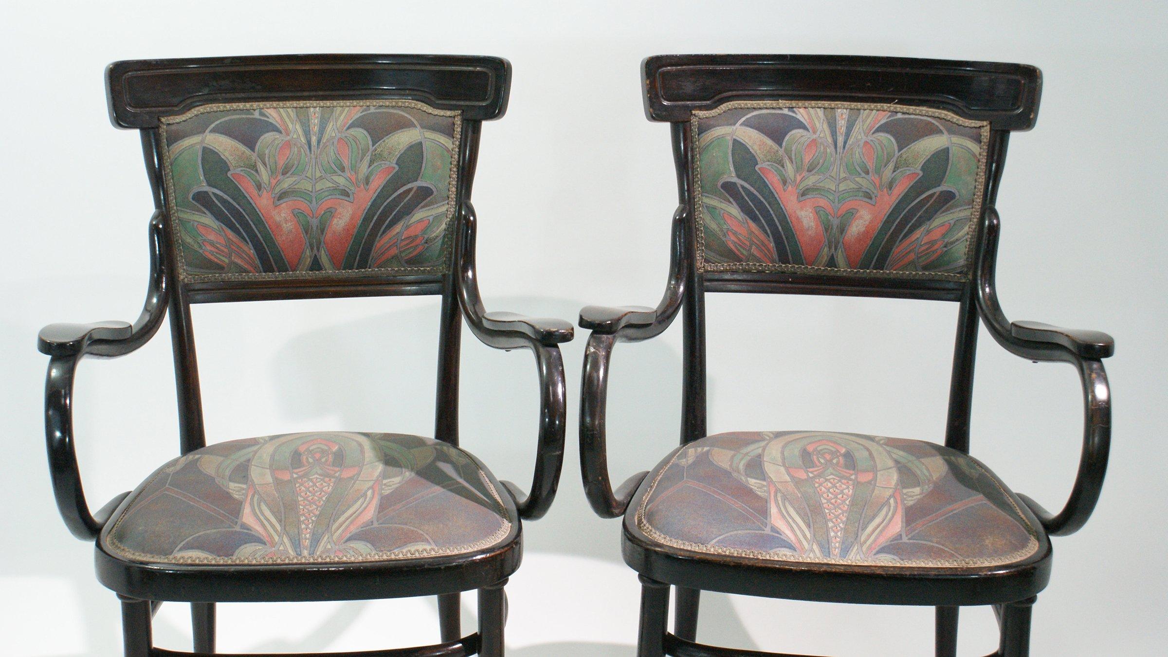 Divano e poltrone in stile Art Nouveau con etichetta Jakob & Joseph Kohn in vendita 3