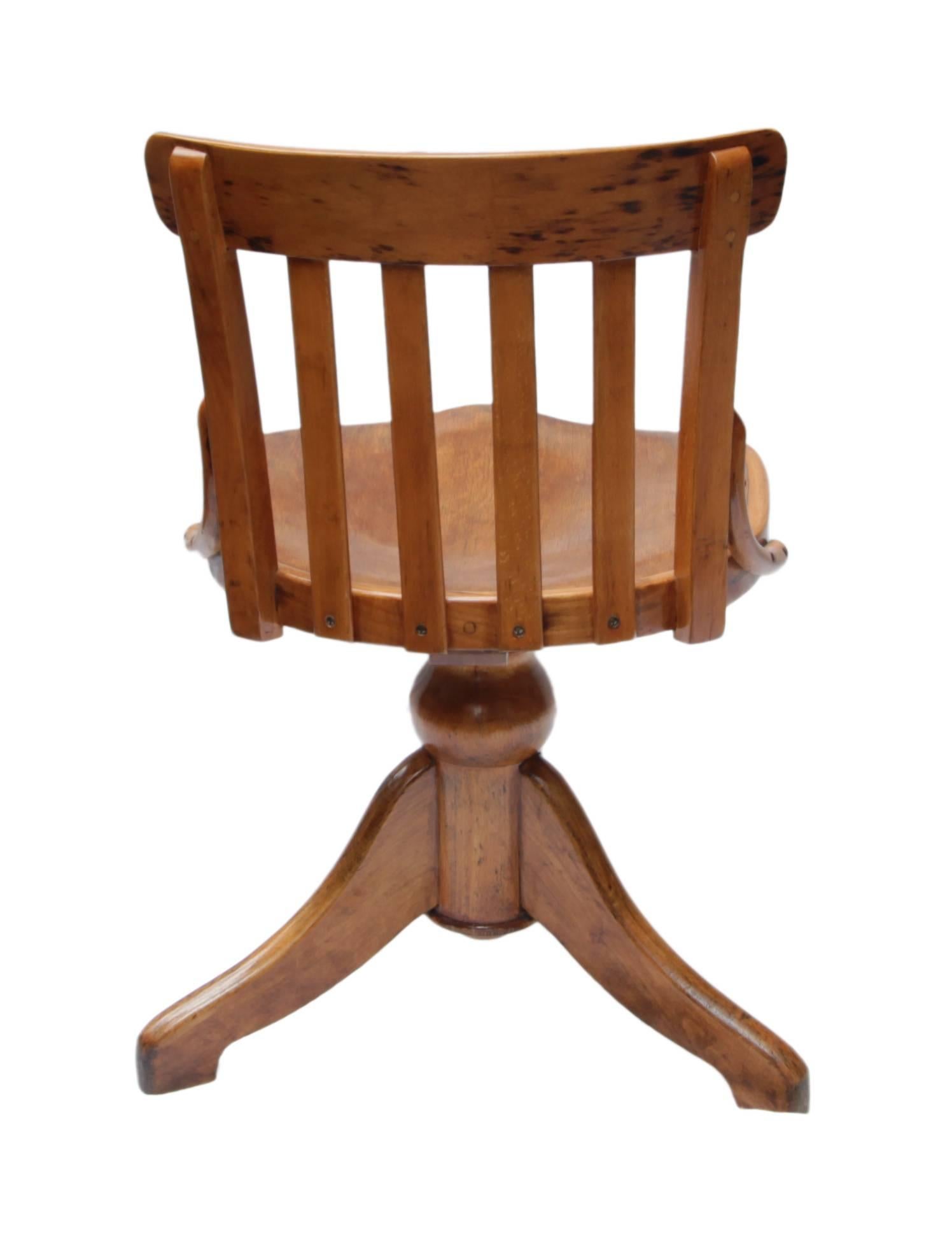 German Art Nouveau Soild Beechwood Chair to Turn for Height Adjustable For Sale