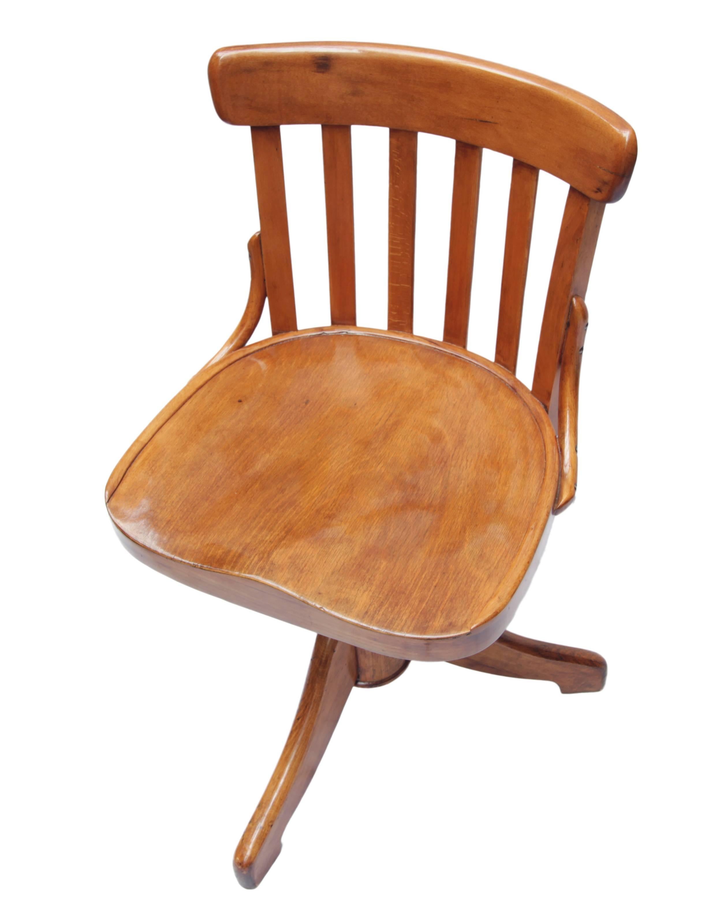 Polished Art Nouveau Soild Beechwood Chair to Turn for Height Adjustable For Sale