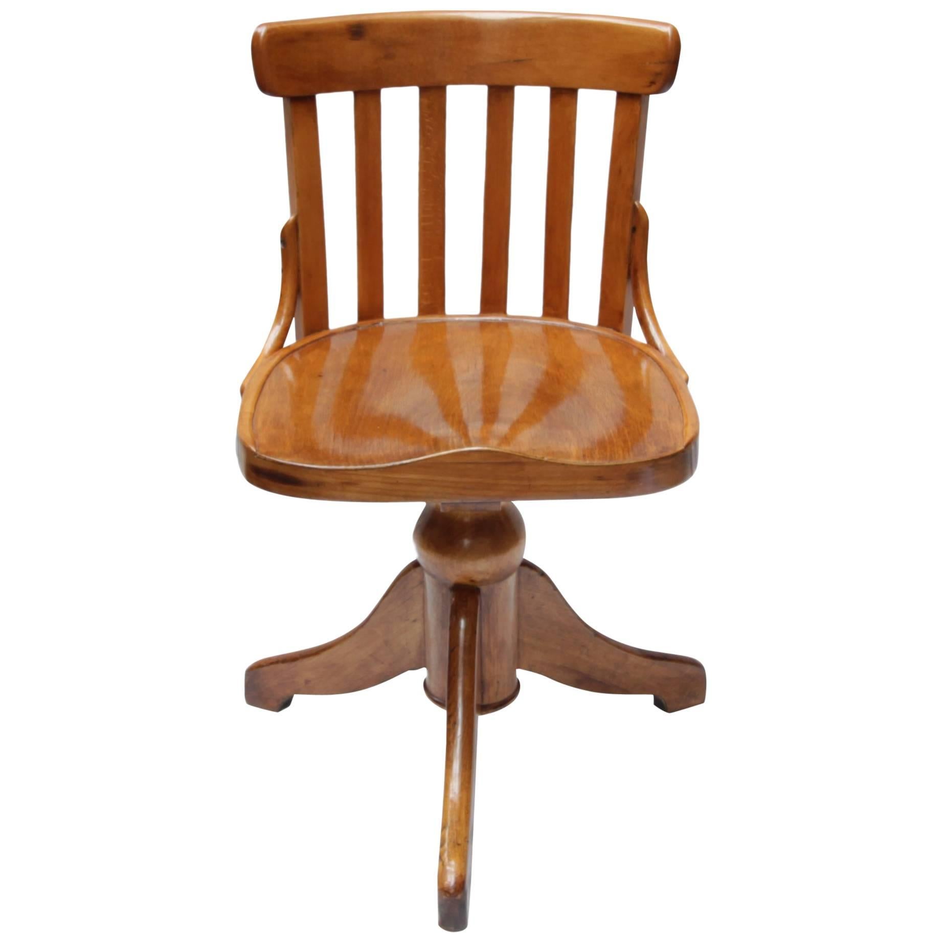 Art Nouveau Soild Beechwood Chair to Turn for Height Adjustable
