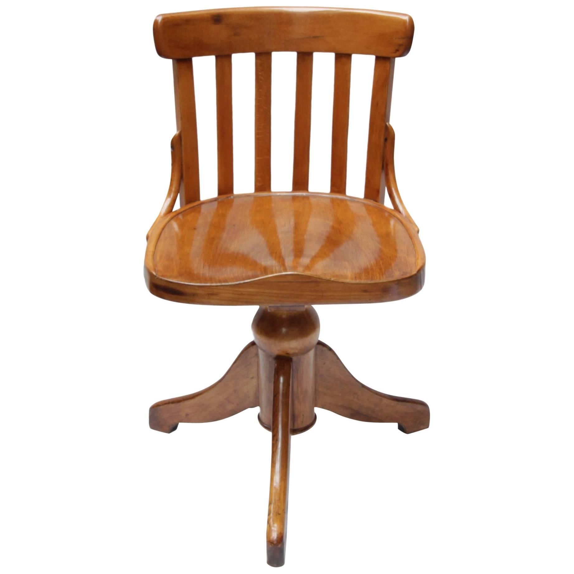 Art Nouveau Soild Beechwood Chair to Turn for Height Adjustable For Sale