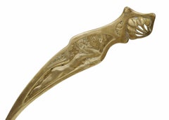 Art Nouveau Solid Bronze Letter Opener with Nude Maiden