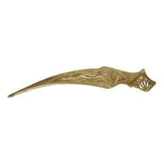 Art Nouveau Solid Bronze Letter Opener with Nude Maiden