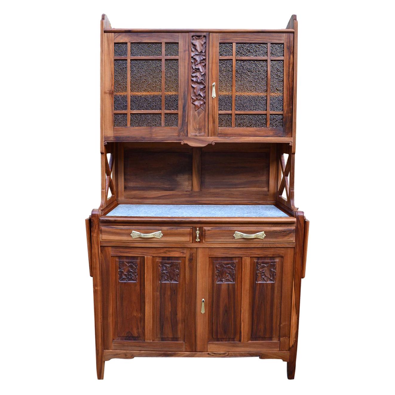 Art Nouveau Solid Cherrywood Carved Buffet, by La Ruche, circa 1911 For Sale