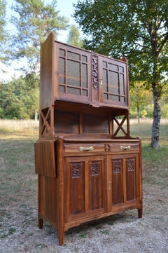 Art Nouveau Solid Cherrywood Carved Buffet, by La Ruche, circa 1911
