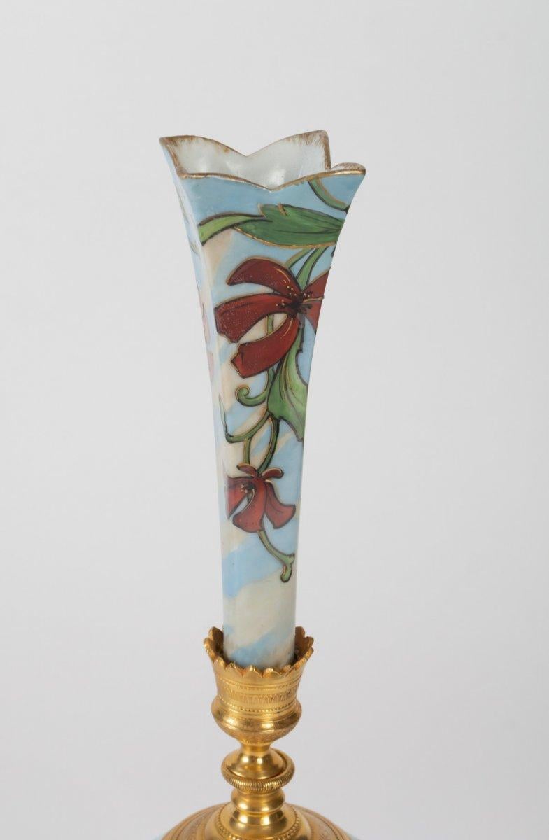 European Art Nouveau Soliflore Vase with Women and Flowers, 1900's Period