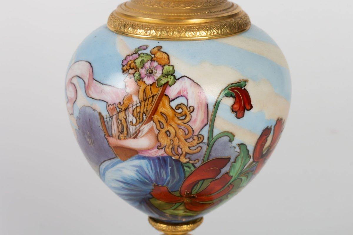 Art Nouveau Soliflore Vase with Women and Flowers, 1900's Period In Good Condition In Saint-Ouen, FR