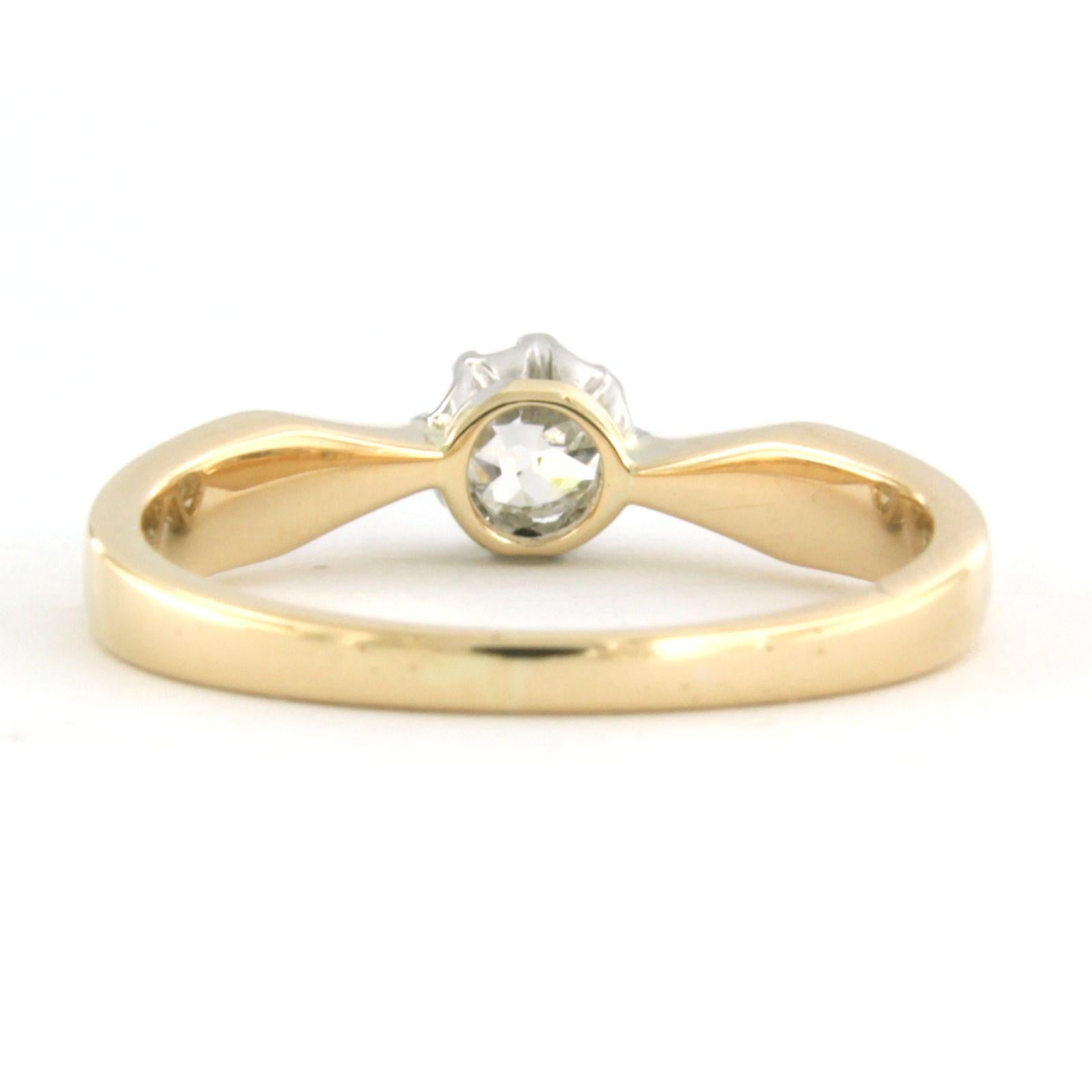 Old Mine Cut ART NOUVEAU solitaire ring with old mine cut diamond up to 0.25ct 14k gold For Sale